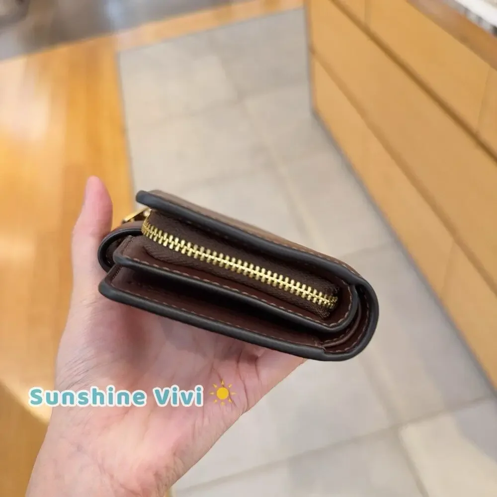 NWT COACH CR791 Women’s Medium Corner Zip Wallet Refined Leather Gold/Maple